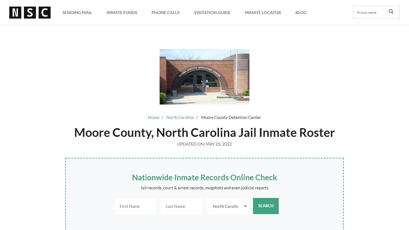 Moore County, North Carolina Jail Inmate List