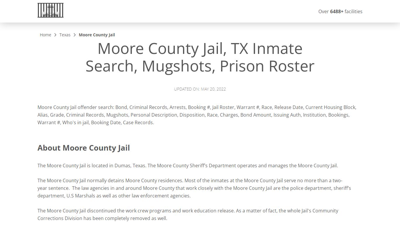 Moore County Jail, TX Inmate Search, Mugshots, Prison Roster